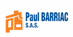 Logo Paul BARRIAC S.A.S. avec un bâtiment stylisé orange, évoquant la construction ou l'immobilier.